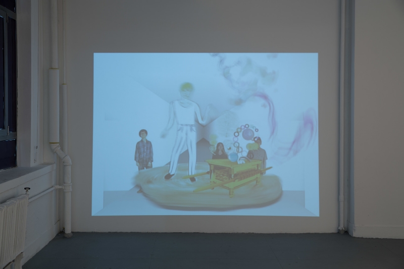   Emily C. Thomas,   David Ex Machina,  2014. Video projection with audio. 