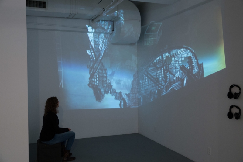   Clarinda Mac Low,   Soaring Arches and Open Mazes , 2014. Site-specific video projection with audio. 