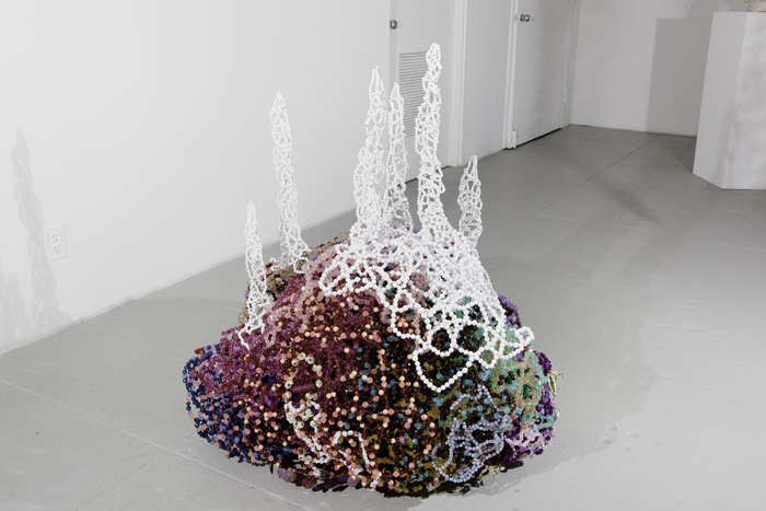   Natsu,   The Crystalization-Meteorite 001,  2008. Plastic beads, brass wire, and sequins, 41 x 41 x 34 inches. 
