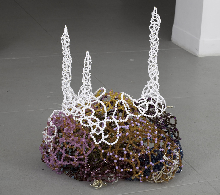   Natsu,   The Crystalization-Meteorite 003,  2008. Plastic beads, brass wire, and sequins, 35 x 28 x 16 inches. 