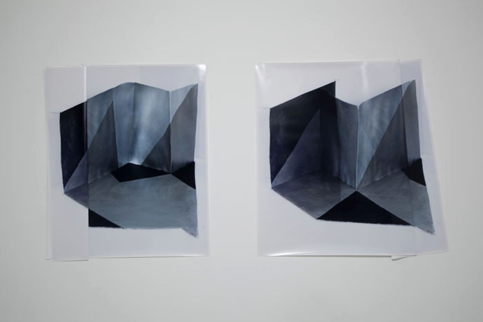   Katja Mater,   Folded 02, Variation B &amp; C , 2012. 2 folded c-prints. 