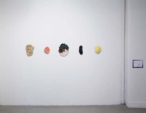   Tom Gidley,   Masks,  2010-13. 5 glazed ceramic pieces, dimensions variable. 