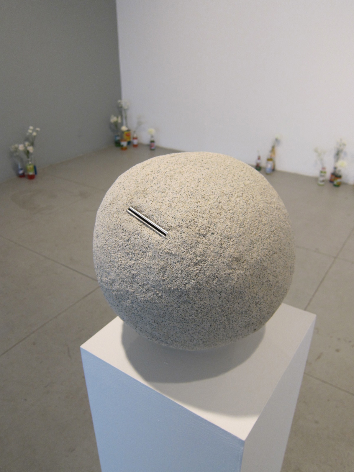   Rachel Higgins,   Deposit , 2013. Polystyrene, fiberglass, cement, Cerastone, aluminum, and unknown items deposited by viewers.     
