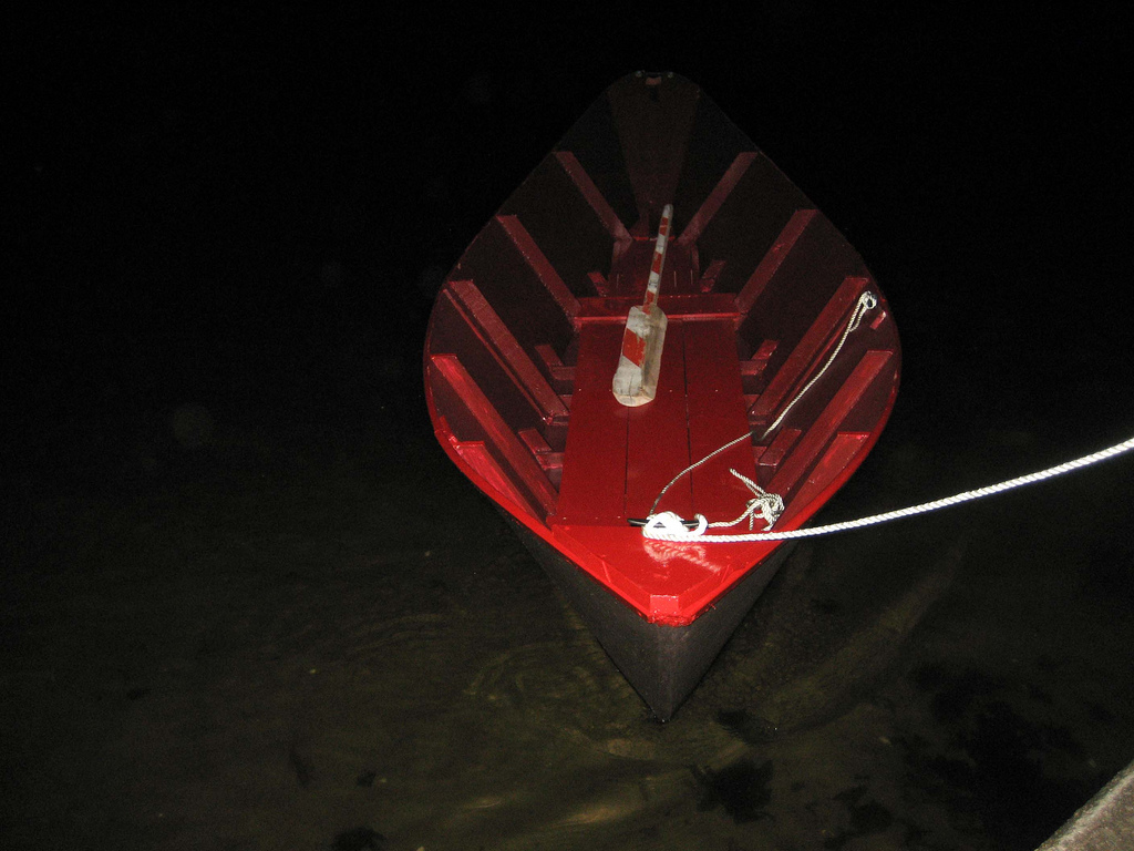 Mare Liberum, Liberum Dory (ML-3) on it's maiden voyage off the shores of Floyd Bennett Field, 2008. Photo: Angela Conant