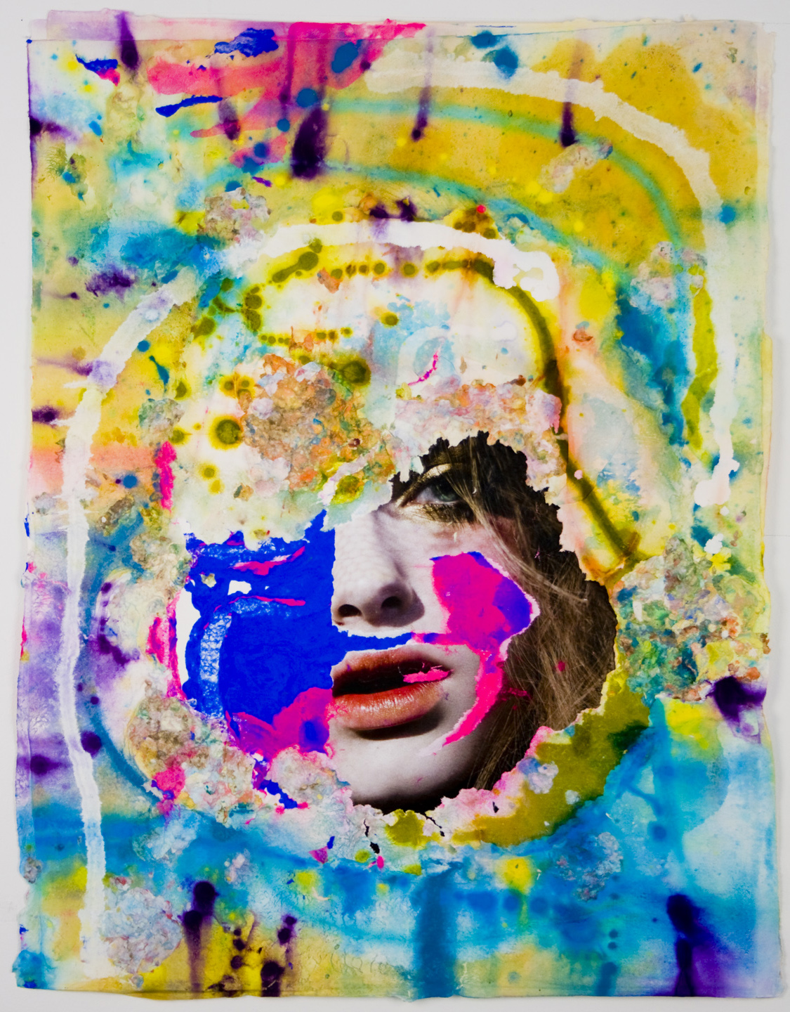 Jon Kessler, “The Ecstasy Series #1″, 2008, pigment, paper pulp, magazine on handmade paper. Image courtesy Dieu Donné, NY
