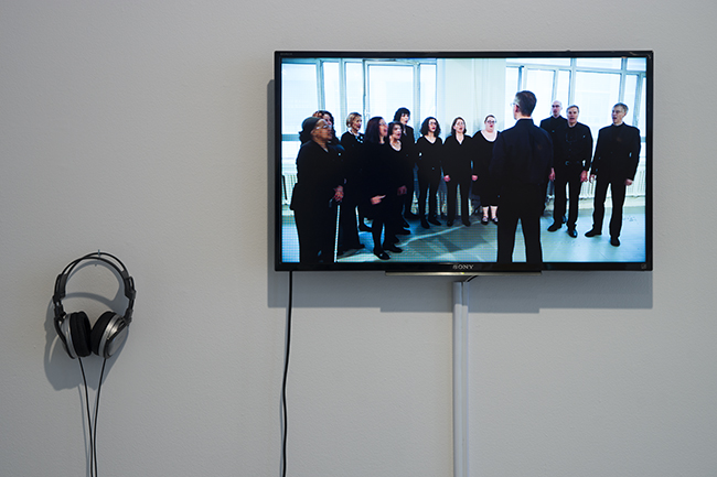  Regina Jose Galindo in collaboration with Paulo Alvarado  Choir , 2015 Vocal performance and video documentation of performance Dimensions variable 