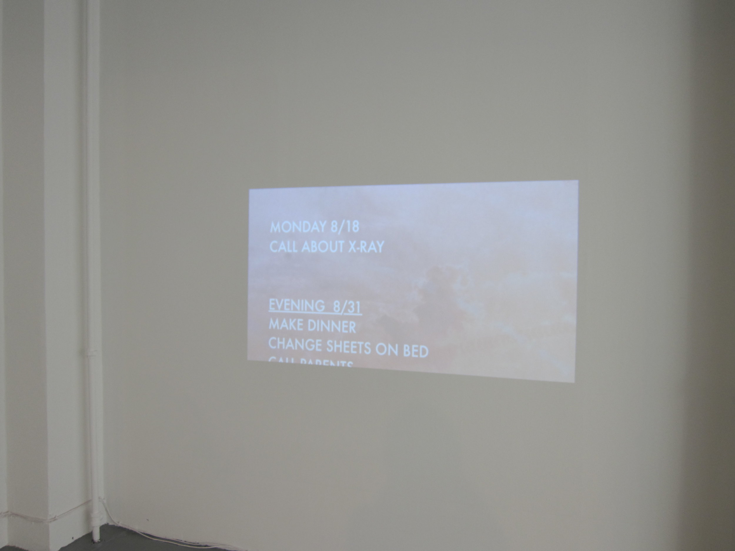  Louise Barry,   Notes,  2014-15 Video projection, 15:00 minutes. 