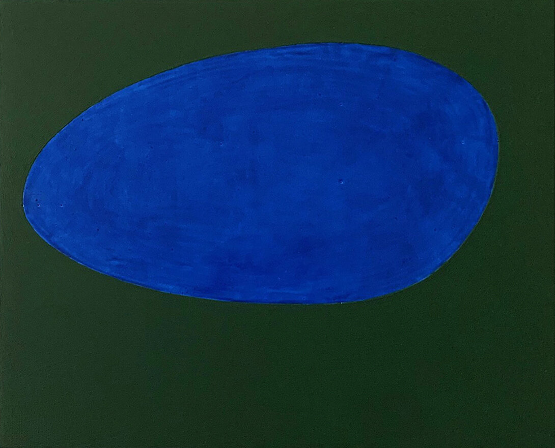 Suzan Frecon,  Study for Blue God Verona , 2016/2019, Oil on wood panel, 9.7 x 12 inches. Courtesy of the artist and David Zwirner Gallery.