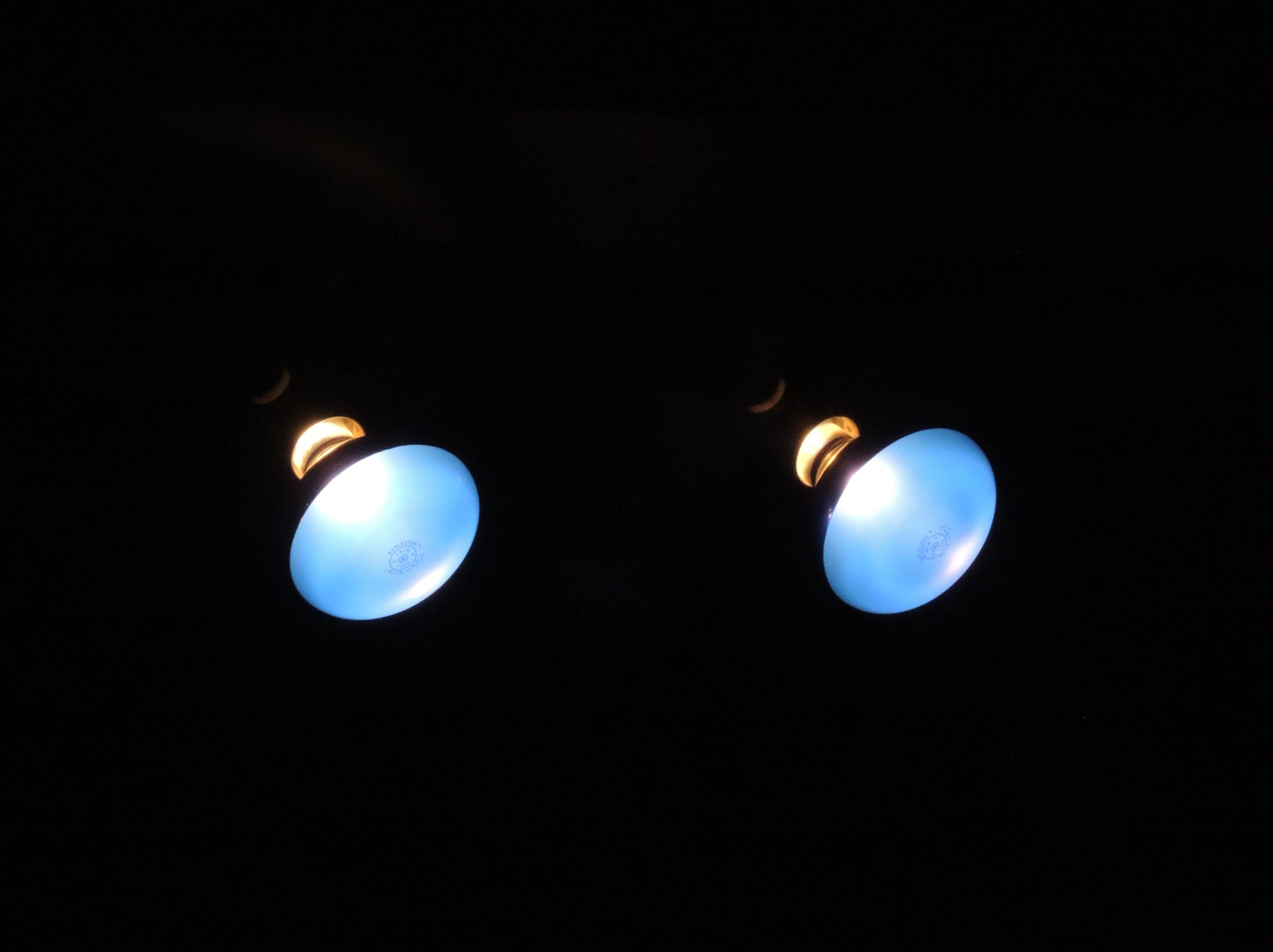 Blue flood lights with incandescent warmth. 