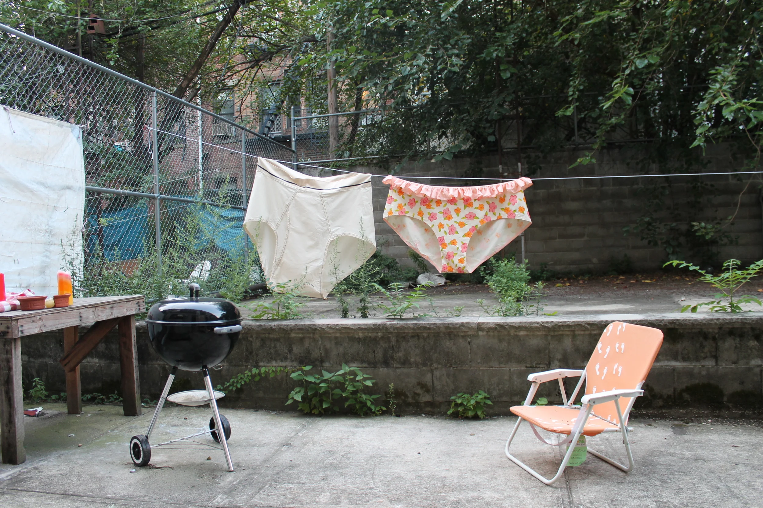 Phyllis Ma Untitled (Underwear), 2013 36" x 120" fabric, acrylic paint Image Courtesy of the artist