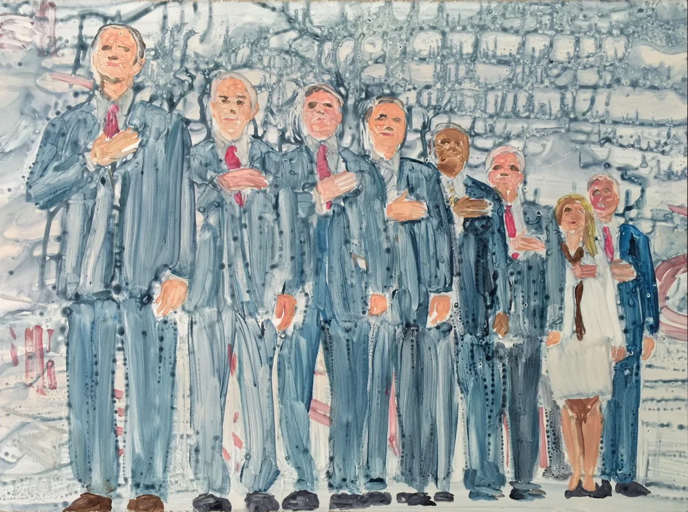 Guy Ben-Ari, Presidential-Candidates, State I , 2015, Watercolor monotype, 22 x 30inches