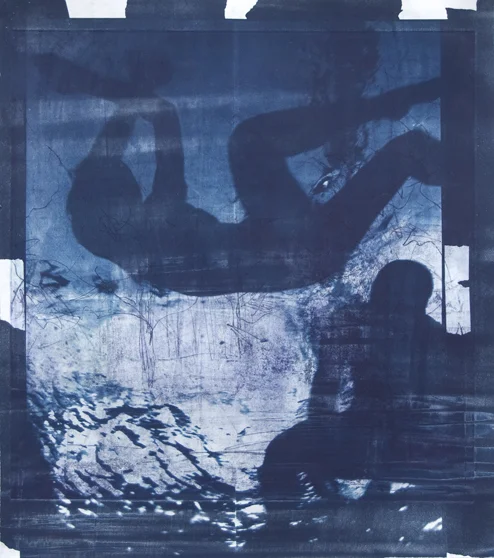 Dominique Saks Fathoms , 2014 Cyanotype with etching monoprint
