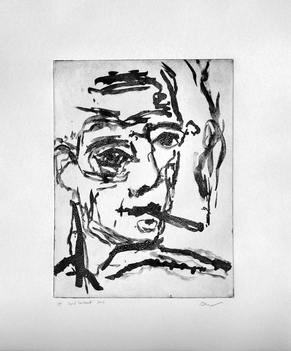 T. Oliver Peabody Self portrait , 2014 Sugarlift aquatint