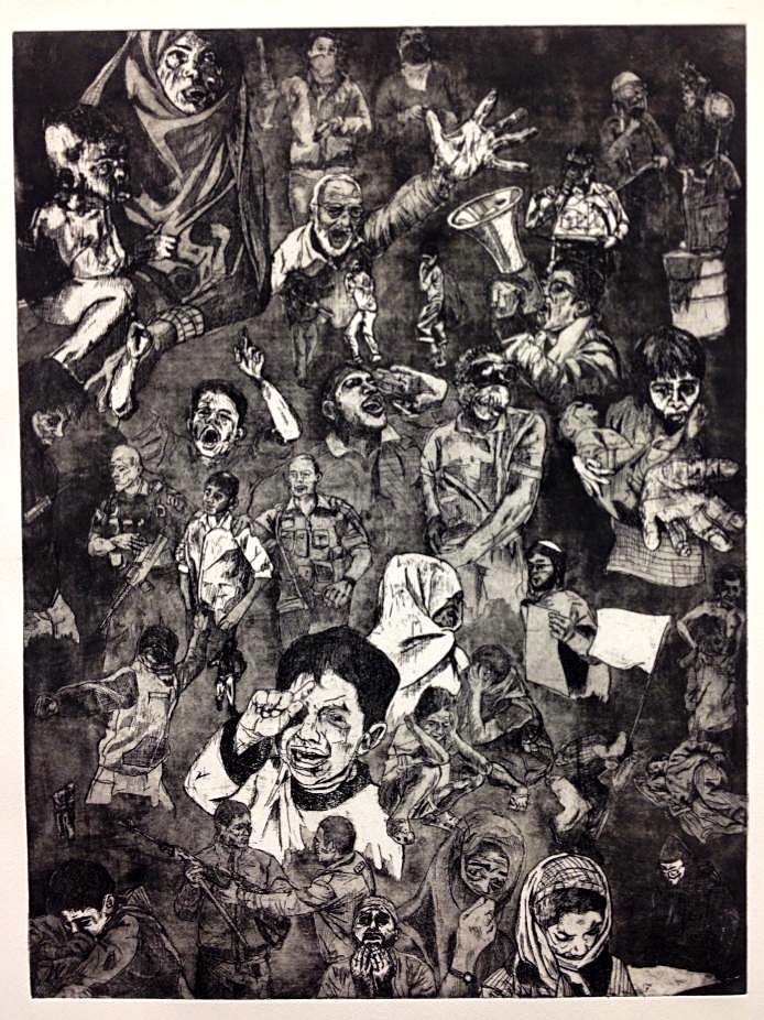 Scott Baird Voices of Protest , 2014 Etching with aquatint