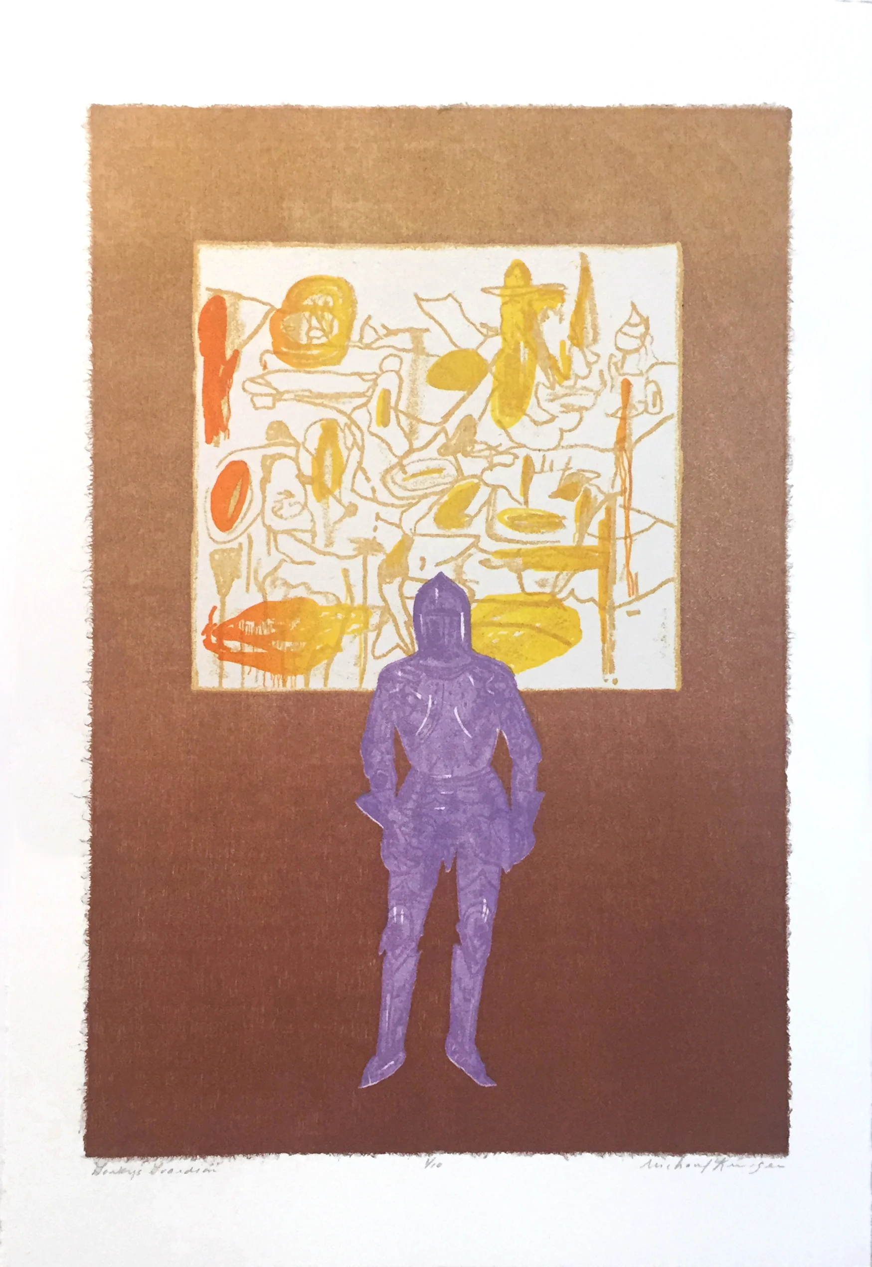 Gorky’s Guardian, 2017 Laser WoodcutWoodcut and Chine Collé, 9.25 x 7 in. Edition: 20