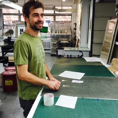 Slavko Djuric, monitor since January 2014 Slavko studied printmaking under Professor Zoran Marjanovic at Art University of Priština in Serbia and graduated in 2002. Slavko is well versed in many different types of printmaking which include linocut, linogravure, etching, pronto plates, screenprinting, and bookbinding. 