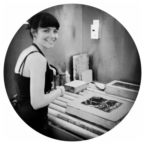 Katie O'Brien , monitor since June 2015 Katie graduated from the Art Institute of Boston at Lesley University in 2010. Katie is a photographer, printmaker, and mixed media artist. Her primary printmaking focus is stone lithography, but she is skillful with photolithography as well. 