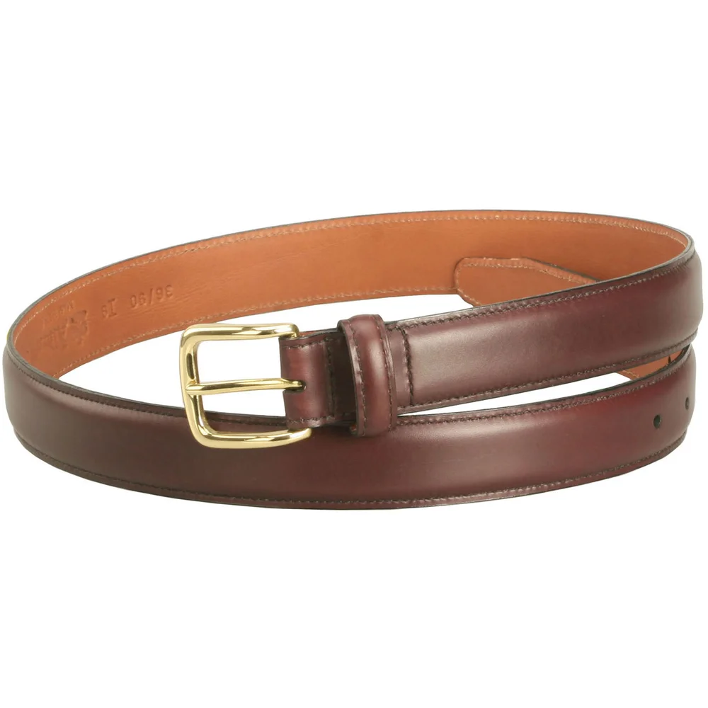 slim fit dress slacks Naomi brown leather waist belt with gold details main image 0