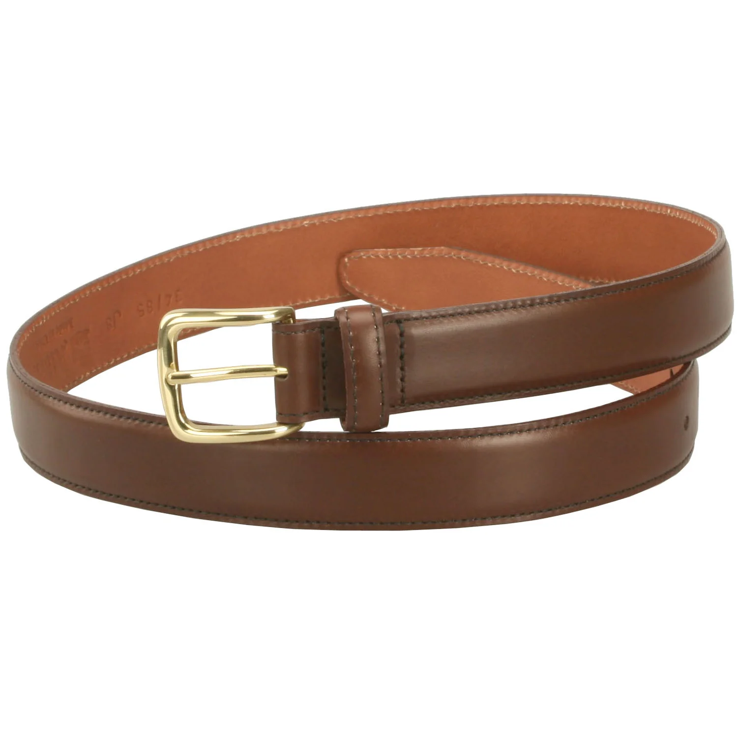 Alden 30mm Calf Dress Belt - Dark Brown with Gold Buckle