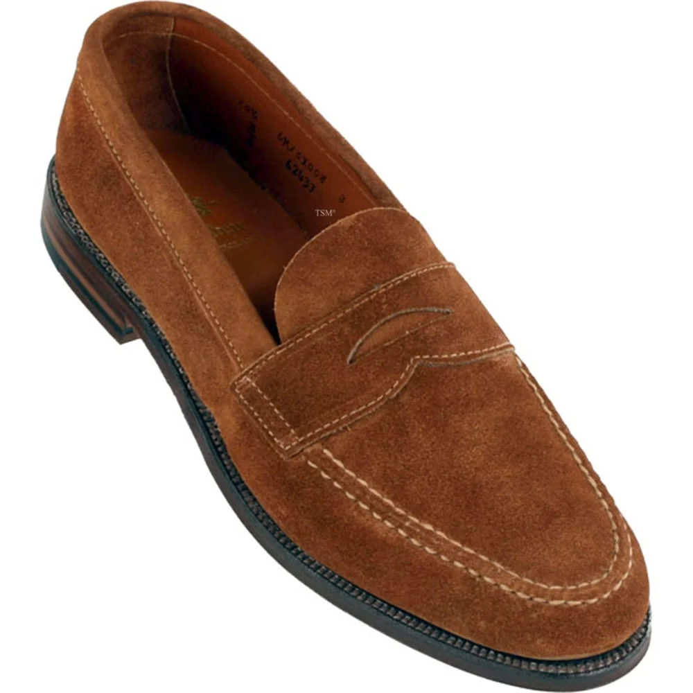 6243F - Alden Unlined Penny Loafer Handsewn on the Last - Snuff Suede