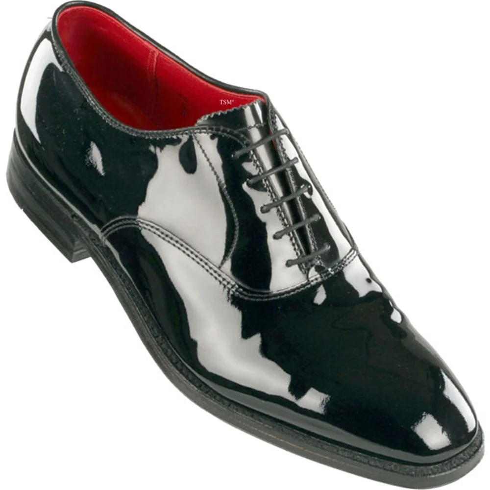 9373 - Alden Plain Toe Bal - Black Patent Leather