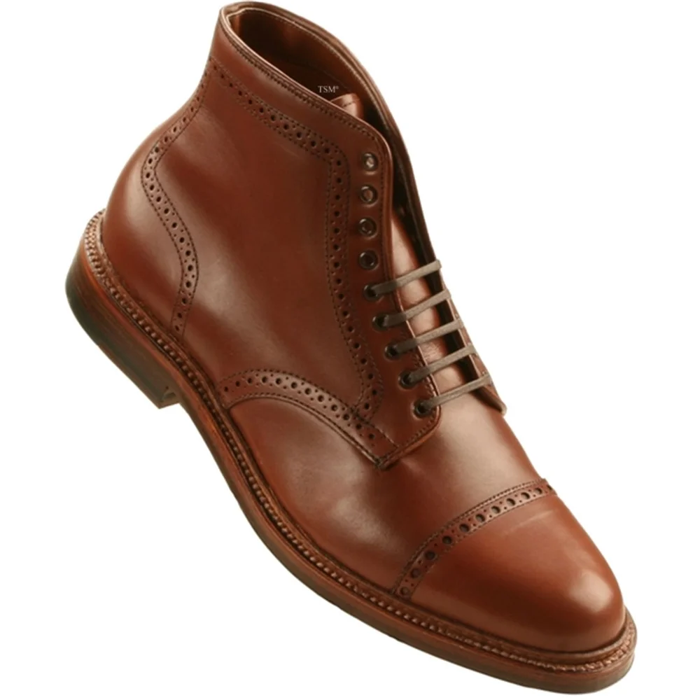 39701 - Alden Perforated Cap Toe Boot - Dark Tan