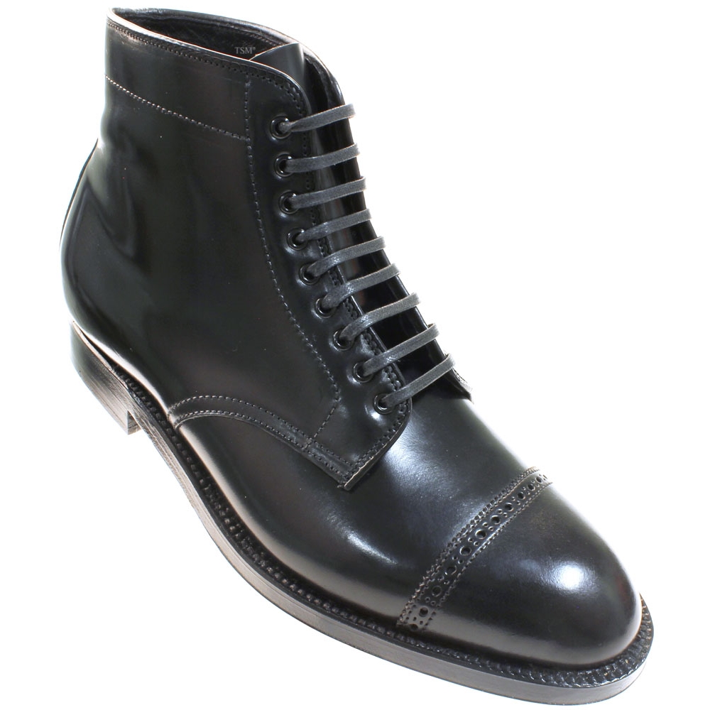 D5813 - Alden 9 Eyelet Perforated Cap Toe Boot - Black Shell Cordovan