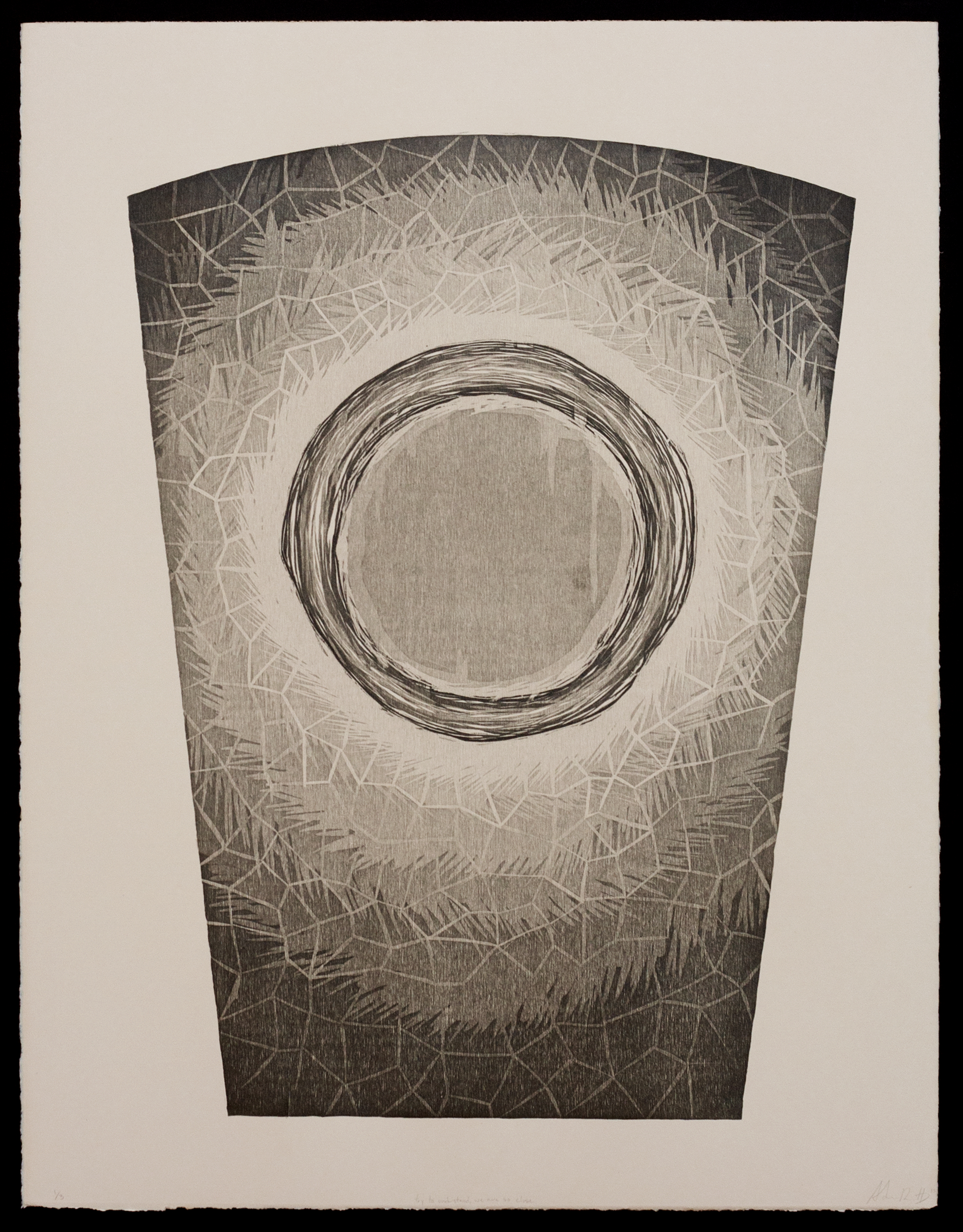 Try to understand, We are so close , Woodcut on paper, 29" x 22", 2013.