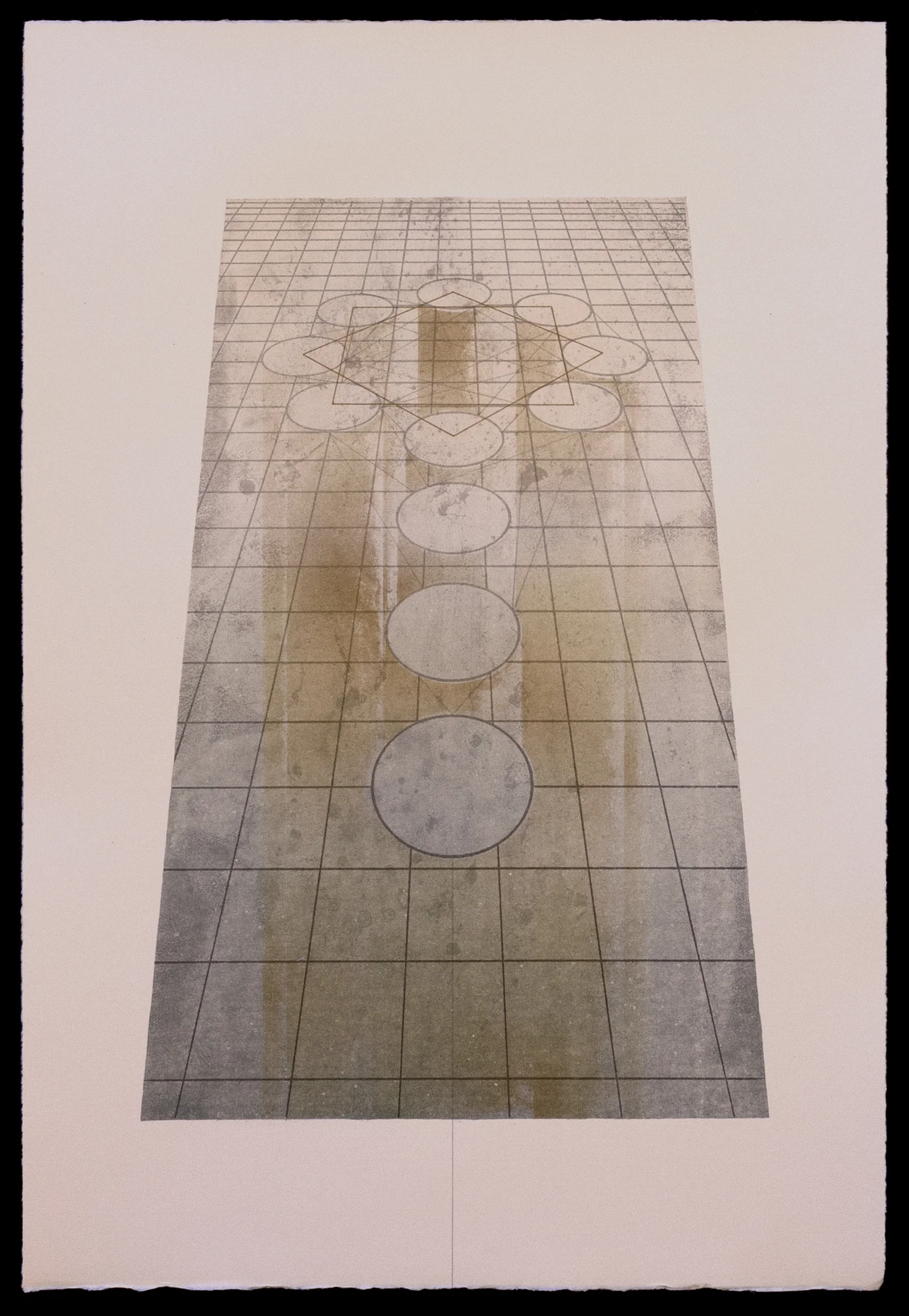 Pleiades , Lithograph, screenprint, and gold flake on paper, 22" x 15", 2014. 