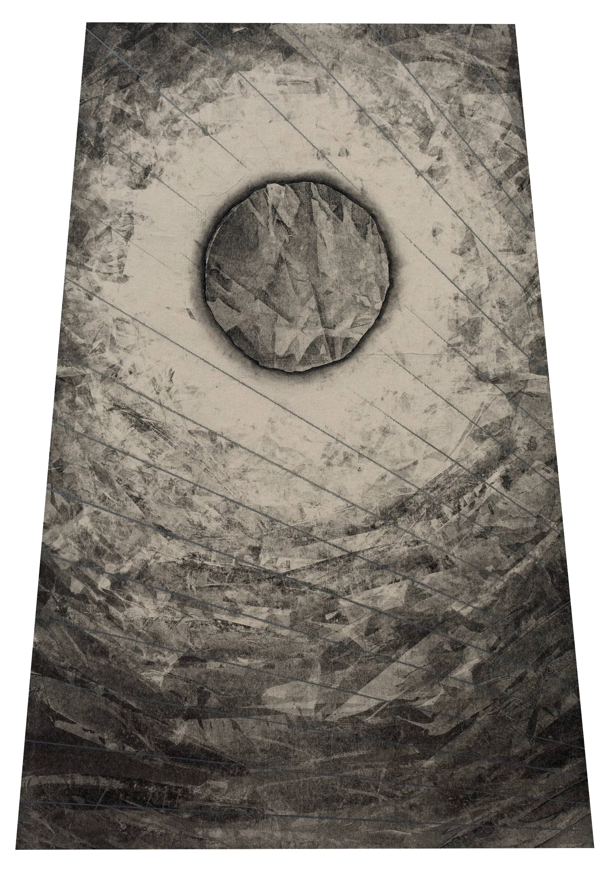 Merope , Monotype, charcoal, and graphite on paper mounted to panel, 28" x 19"(bottom) 14.5"(top), 2014.