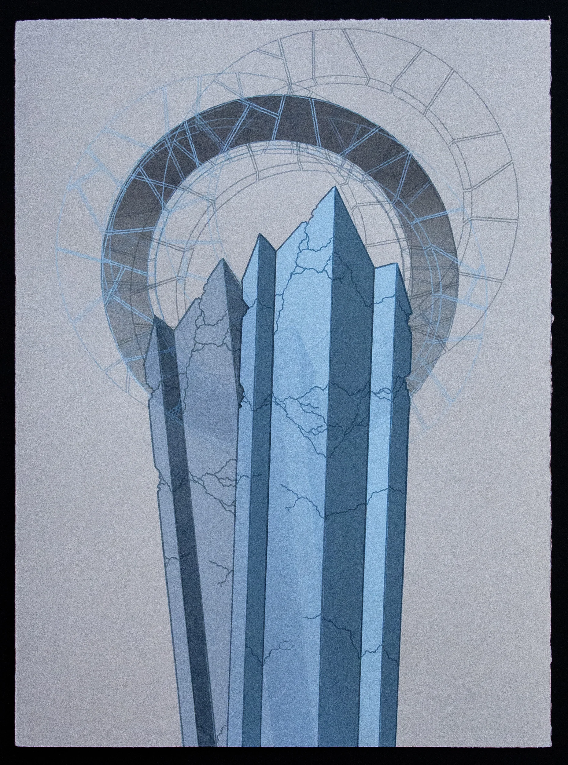 How high to build the tower from the earth , Screenprint, 15" x 11", 2013. 
