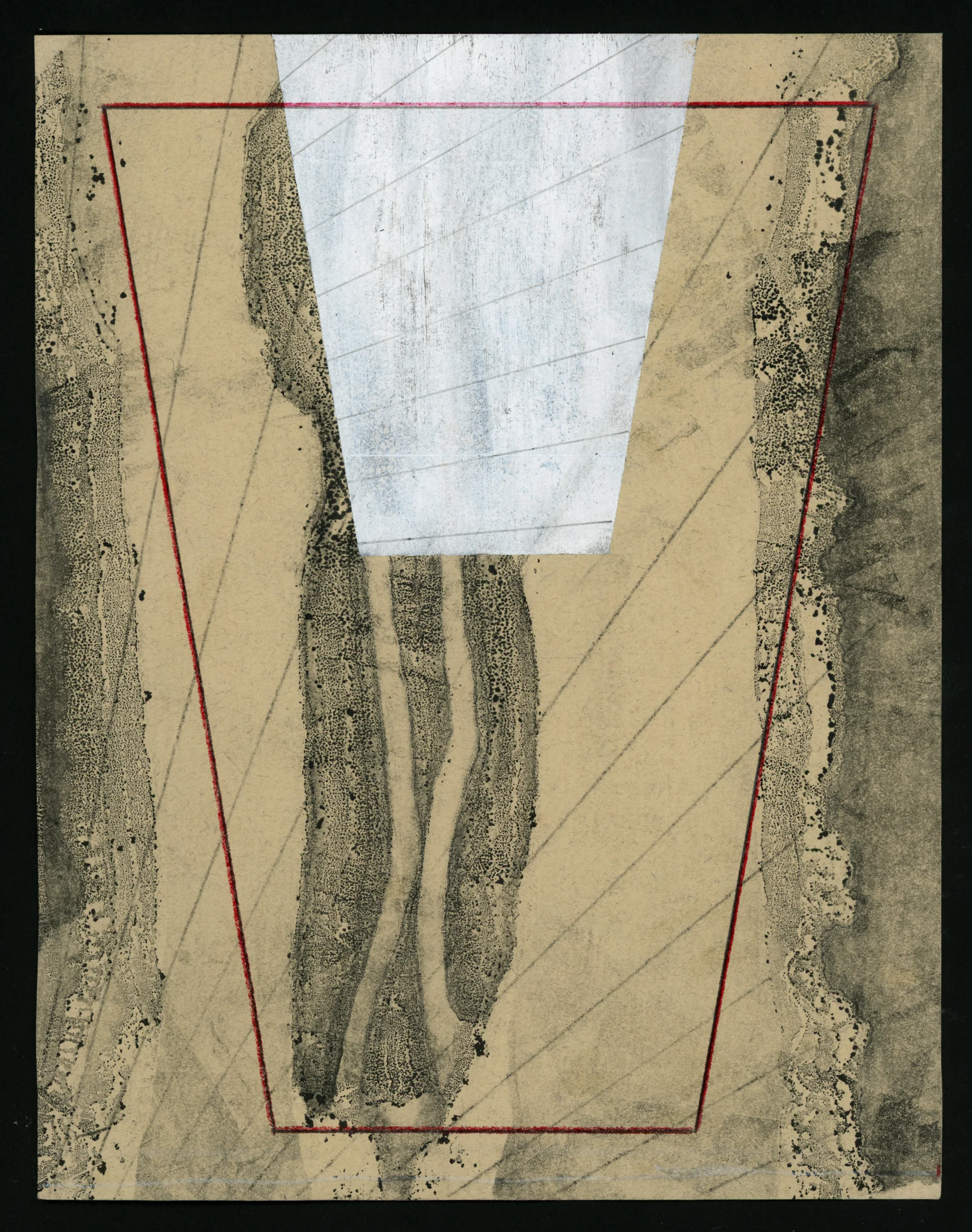 Untitled (from Heavens ), Monotype, acrylic, graphite, and colored pencil on paper, 8" x 6", 2014.