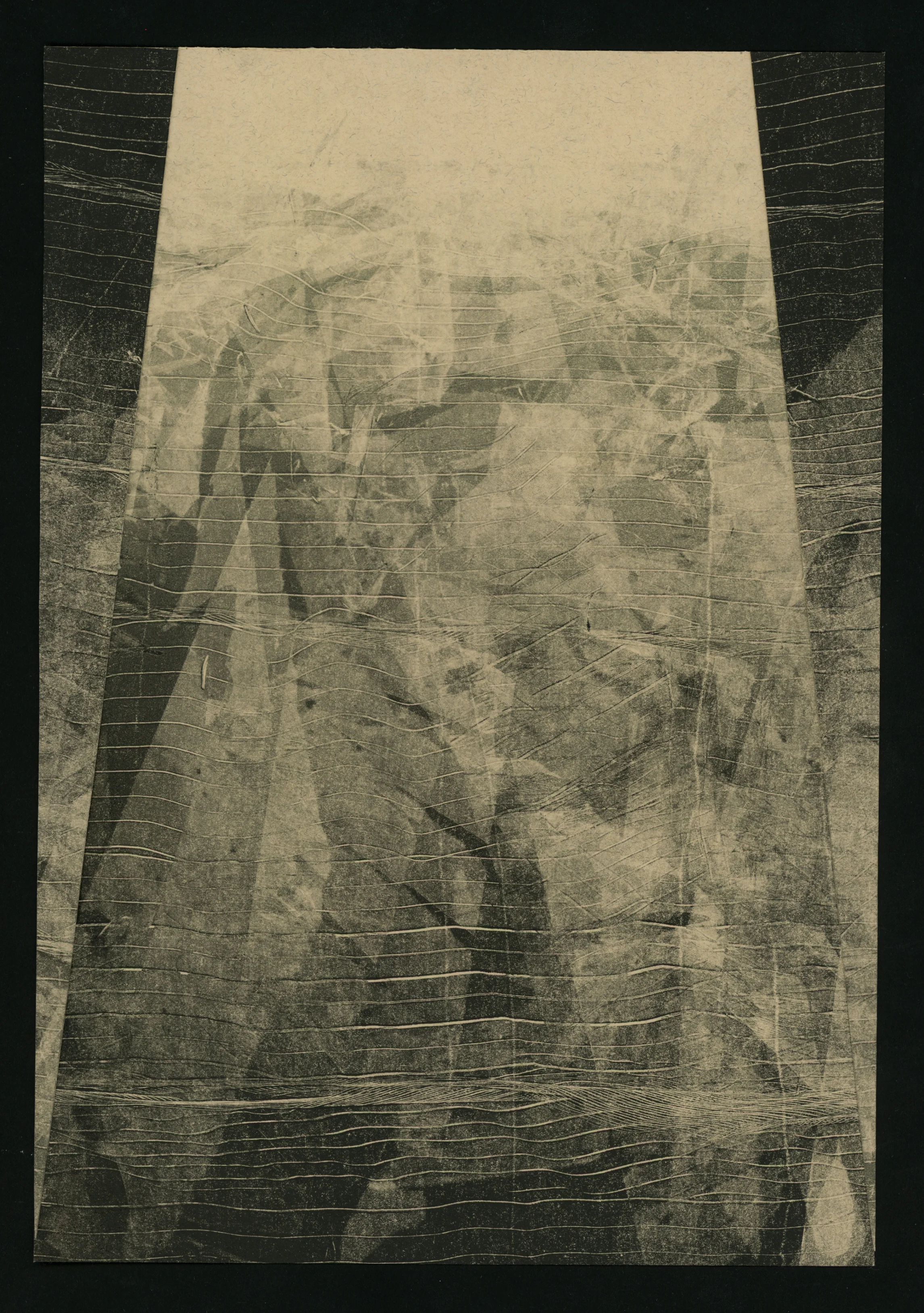 Untitled (from Heavens ), Monotype and collage, 8" x 6", 2014.