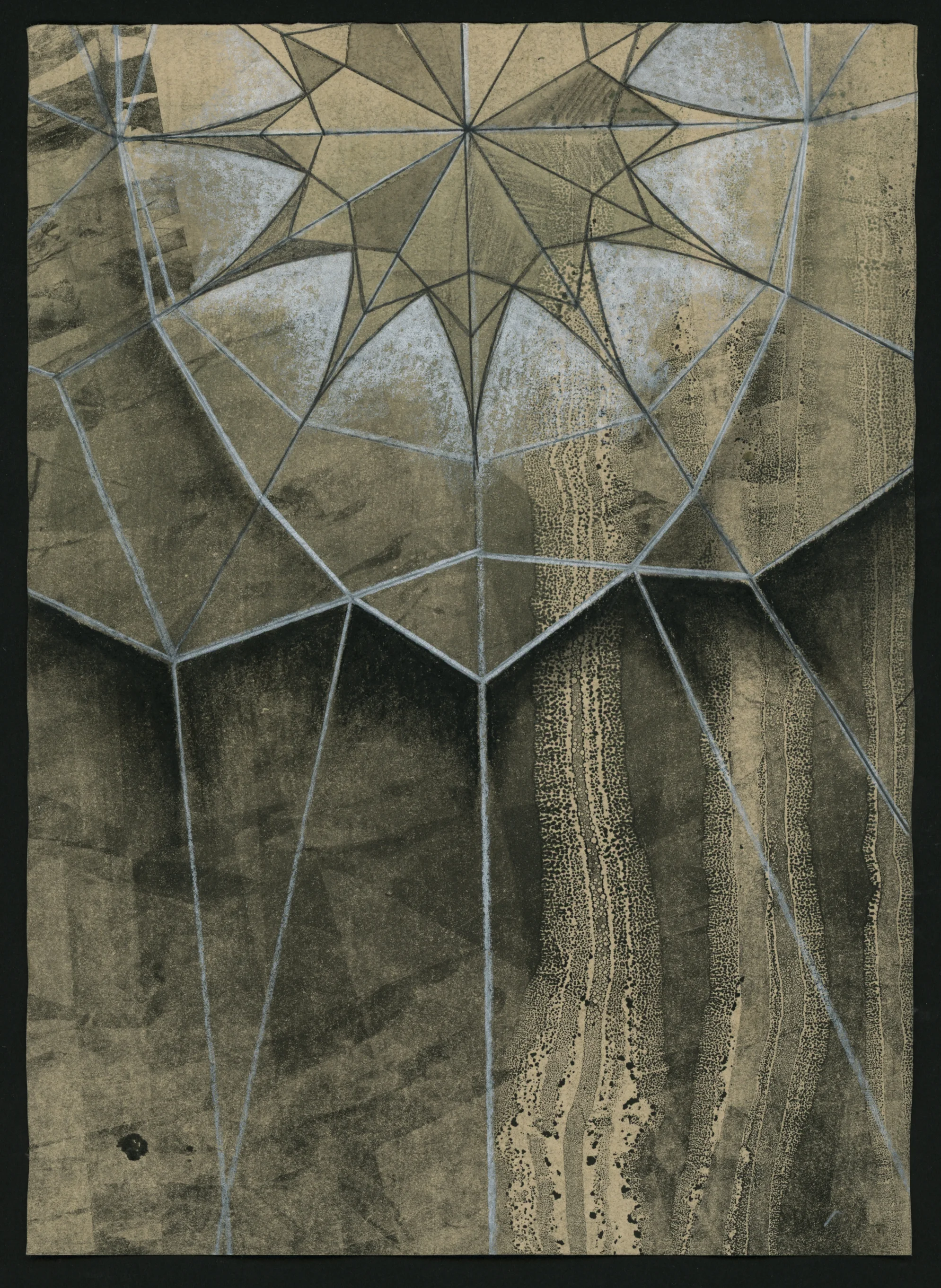 Untitled (from Heavens ), Monotype, etching, graphite, colored pencil and charcoal on paper, 8" x 6", 2014.