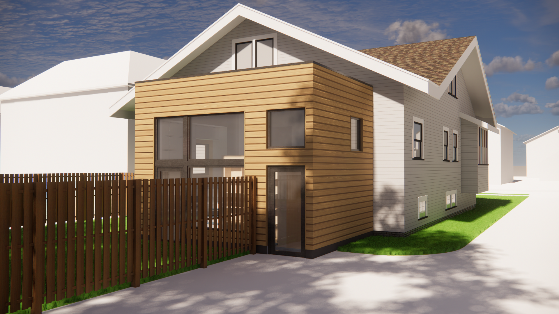 Modern Addition in Cleveland Heights Exterior Perspective