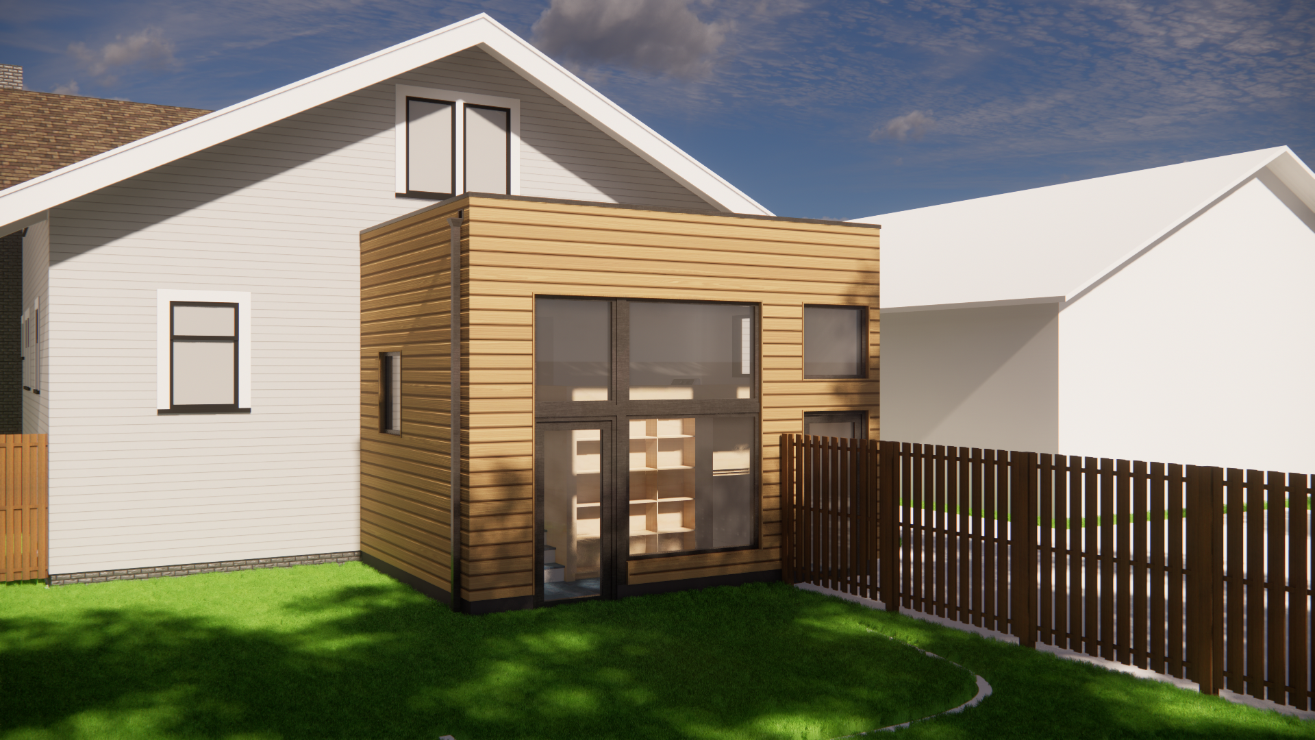 Modern Addition in Cleveland Heights Exterior Perspective