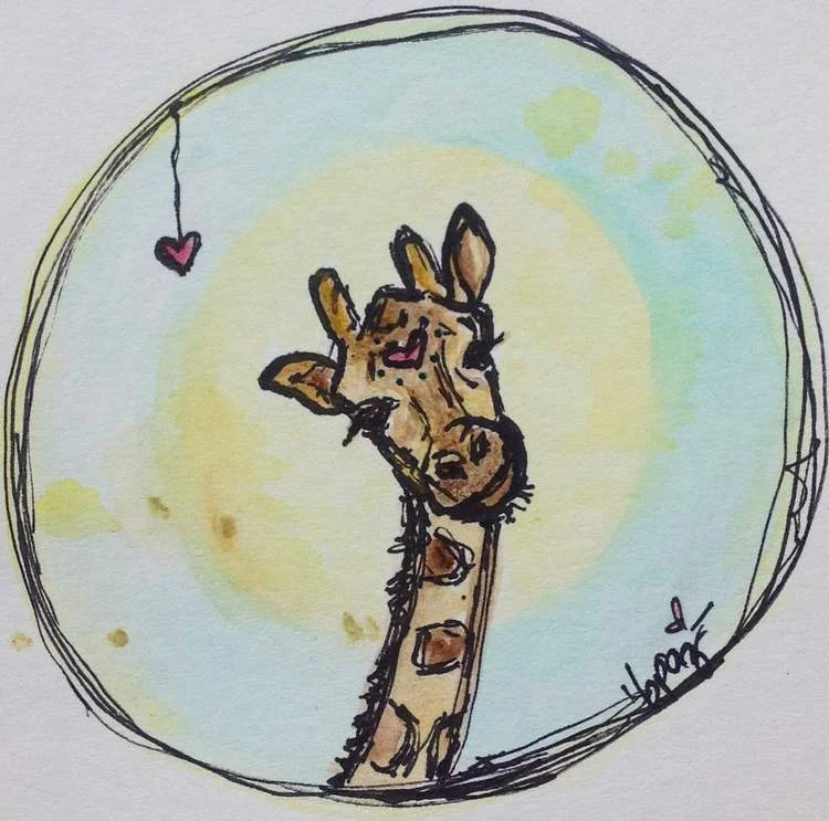 Giraffe. Watercolours - Markers.