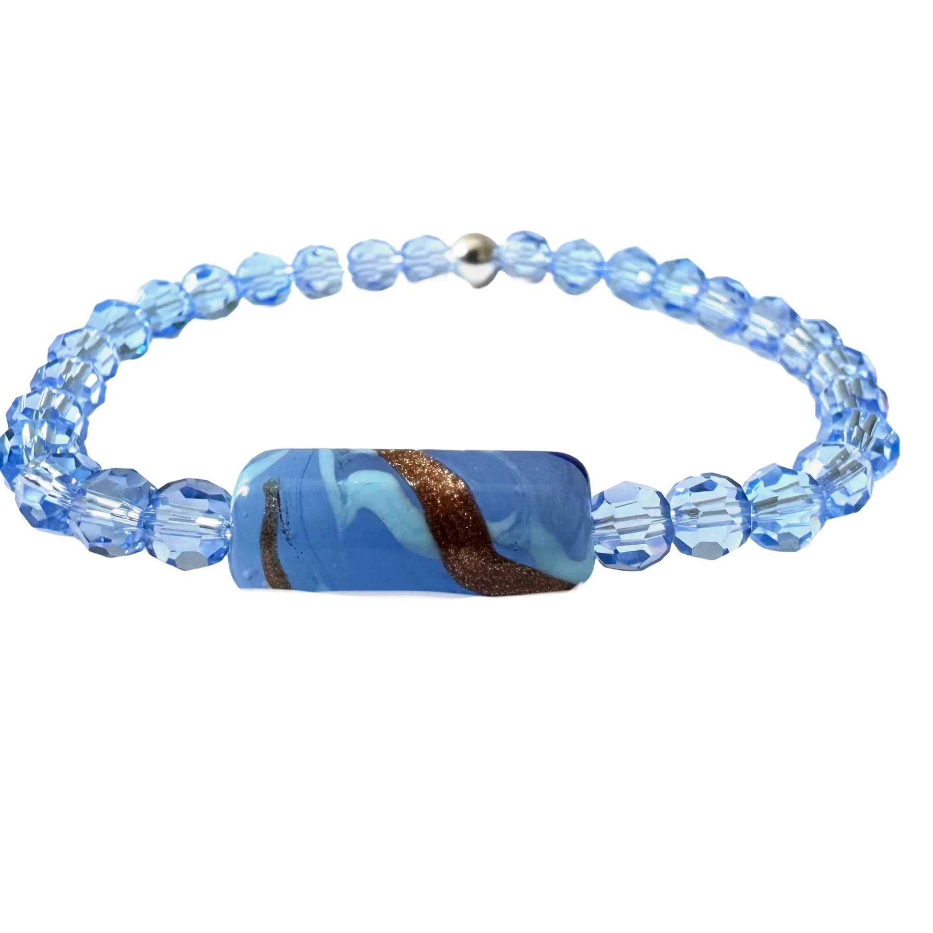 Murano Glass Beaded Blue Swarovski Crystals Bracelet