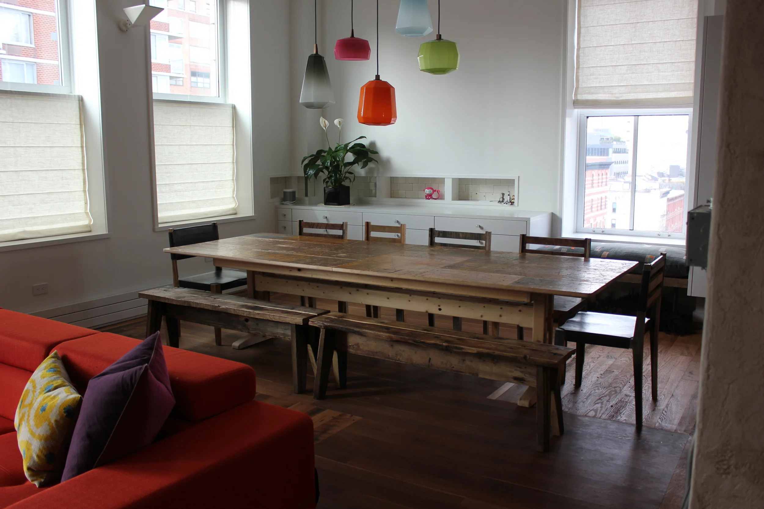  Bespoke table, chairs and benches by  Reason Modern . 