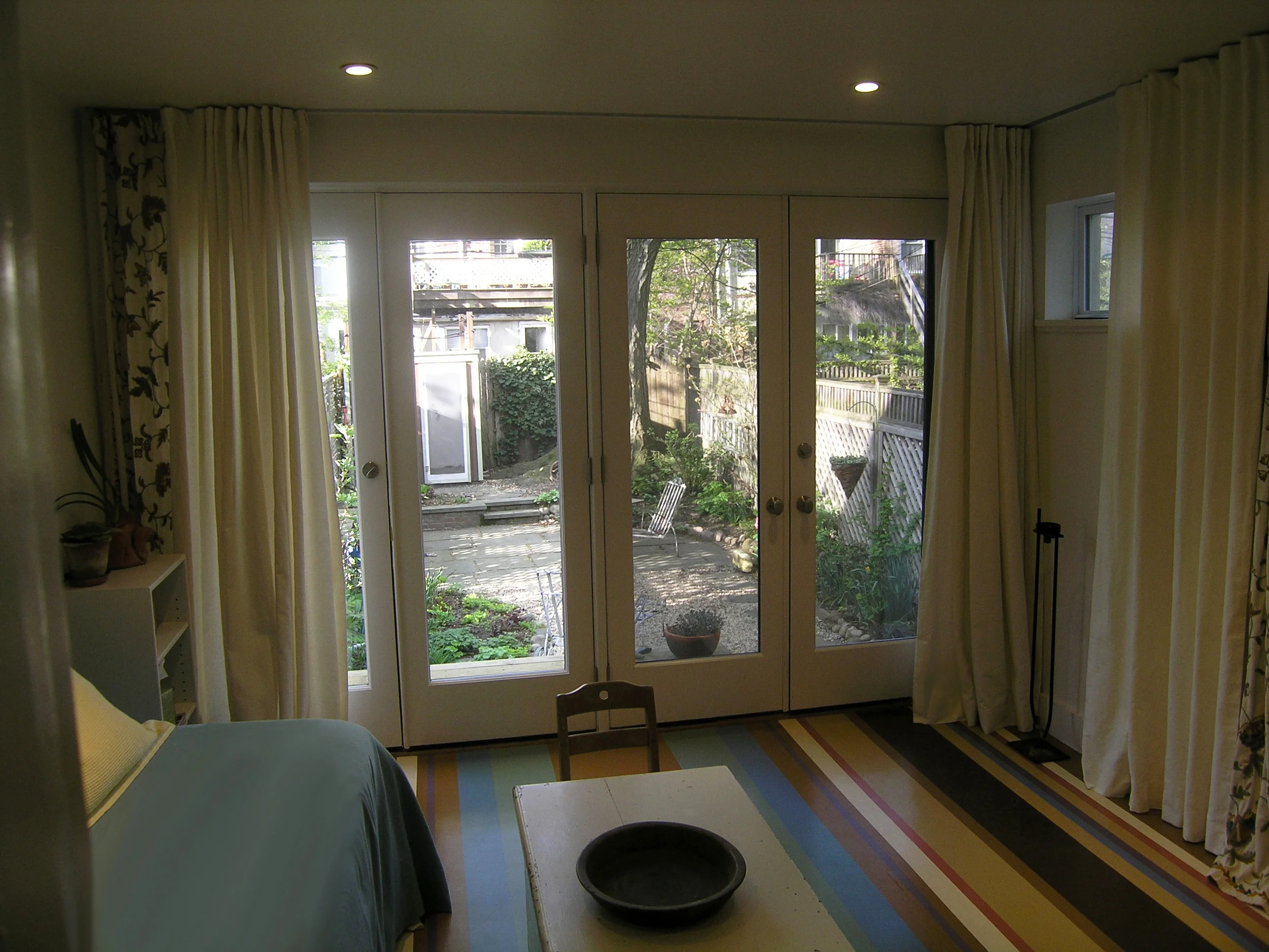  Garden room with hand painted floor. 