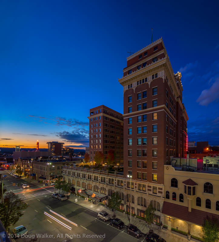 The final dusk image from our Architectural Photography Workshop presented at the Davenport Hotel in downtown Spokane, Washington.