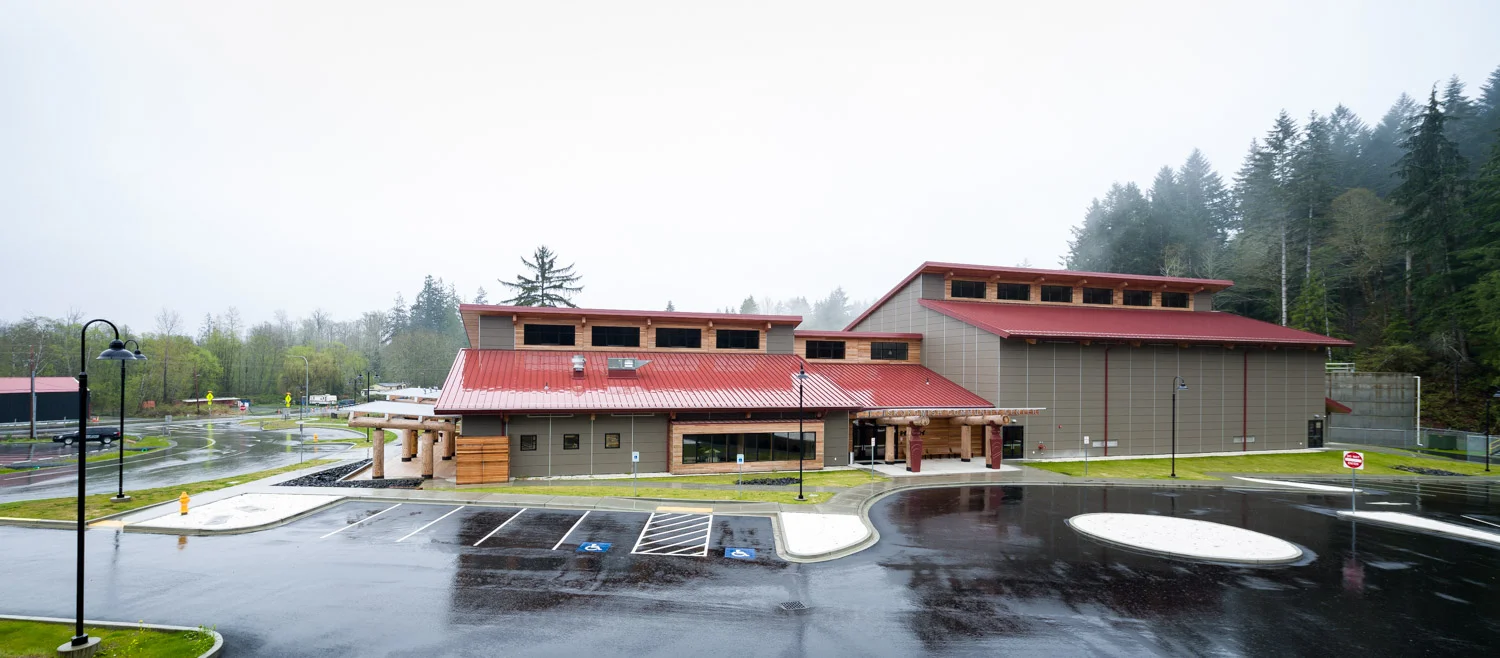 North-side elevation l-r. East entry, gathering space, Elder's area, main entry and lobby and lastly the gymnasium.