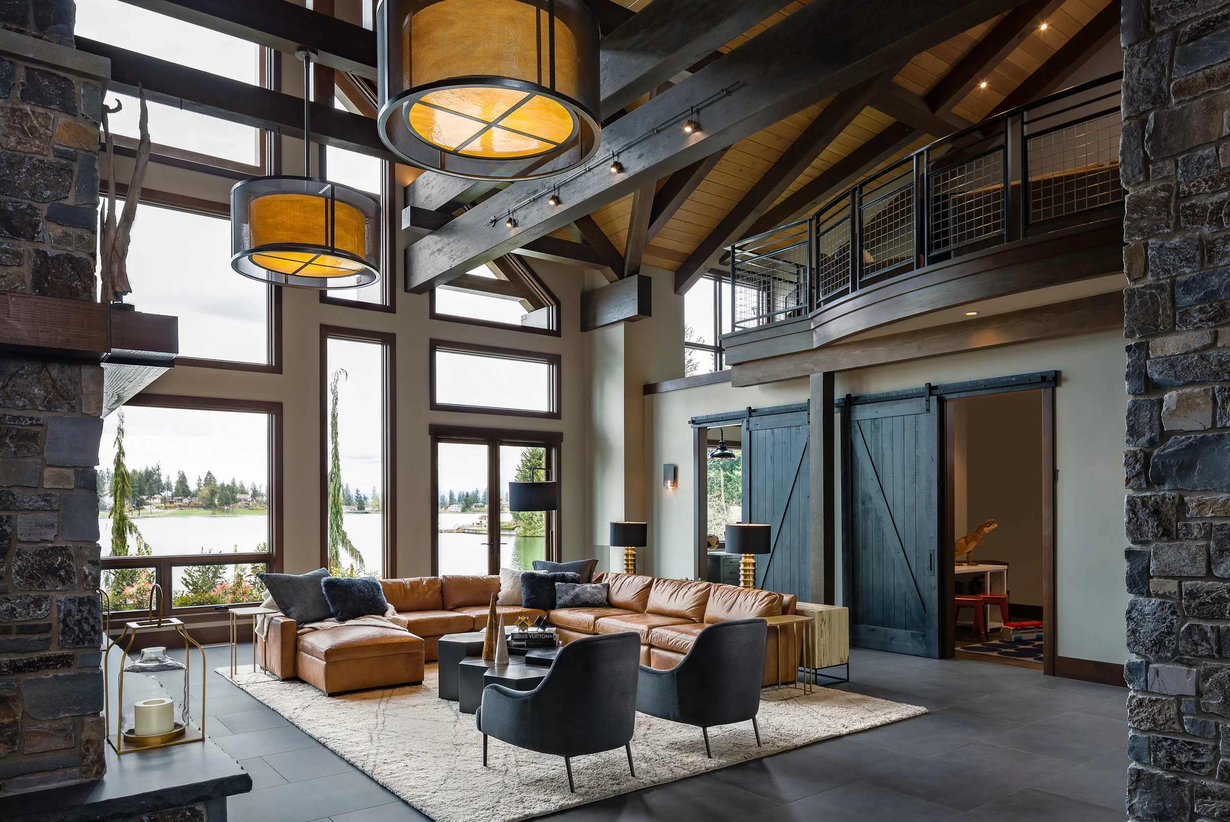 Modern Lodge Living Room for Stefanie Brooks Interior Design