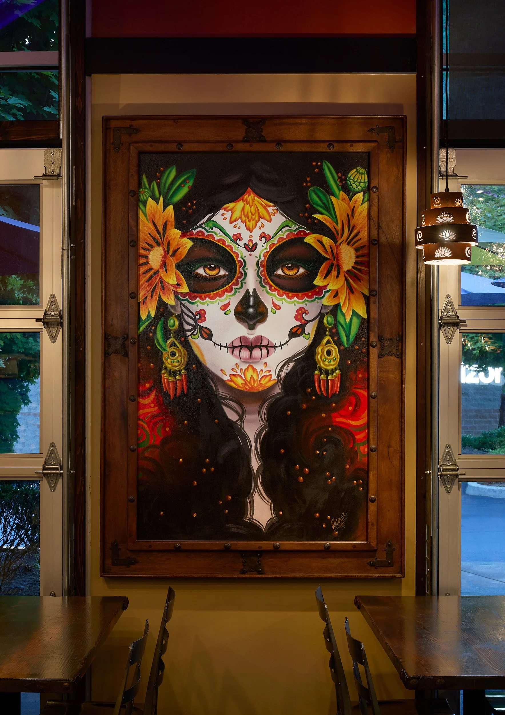 Detail architectural photography of modern Mexican restaurant and tequila bar interior at Cava Azul in Woodinville, Washington, designed by Sue Genty Interior Design.