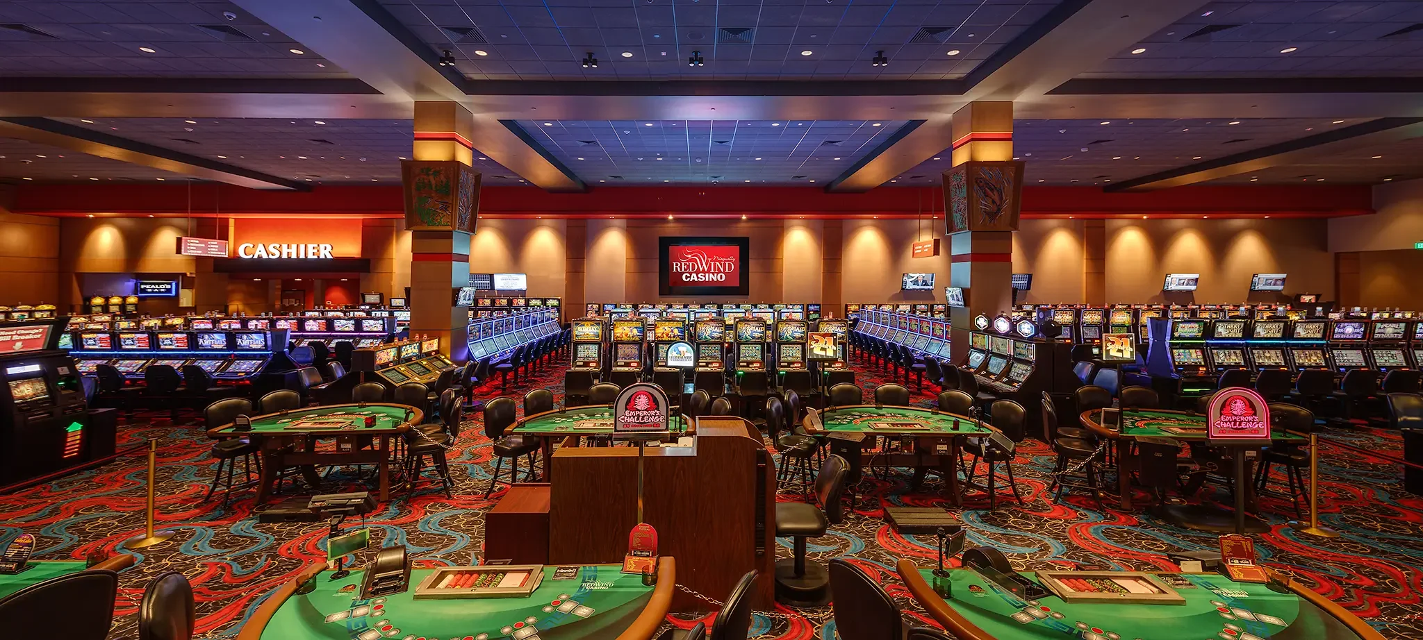 Architectural Interior of the Casino floor inside the Nisqually Red Wind Casino, Olympia, WA, by KMB Architects.