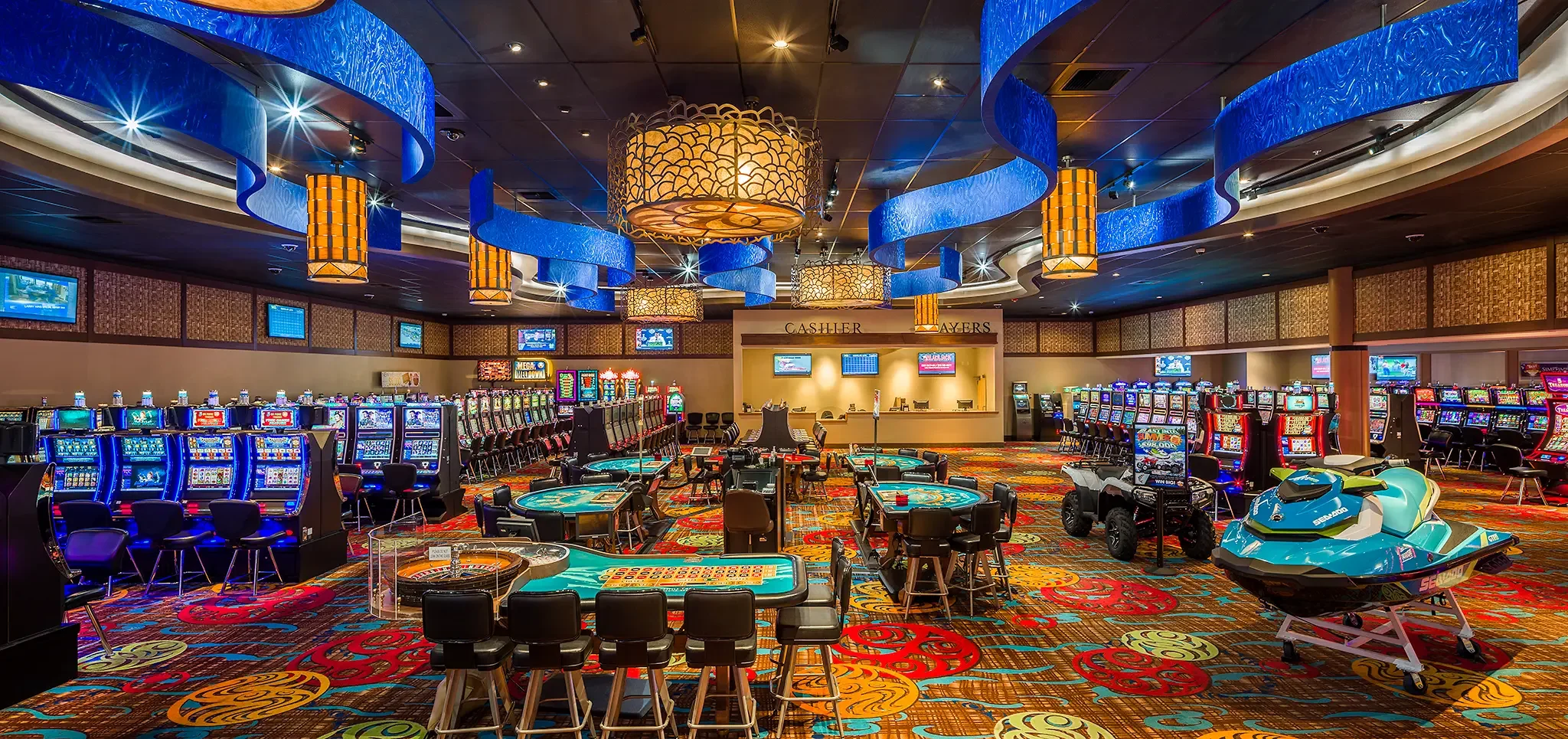 Architectural Interior Photograph of the Expansive Non-Smoking Gaming Floor at Little Creek Casino Resort by KMB Architects.