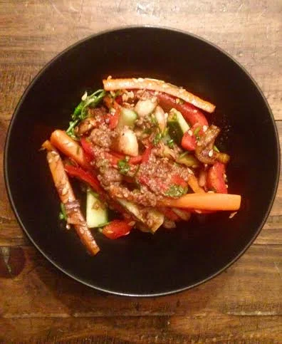 Asian style Veggies with Homemade Tahini sauce 