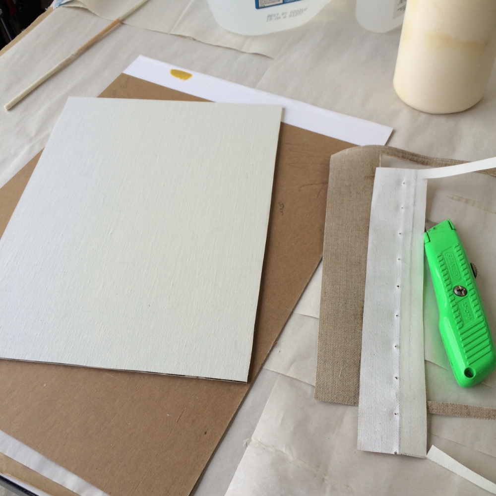 canvas panel, canvas, box cutter