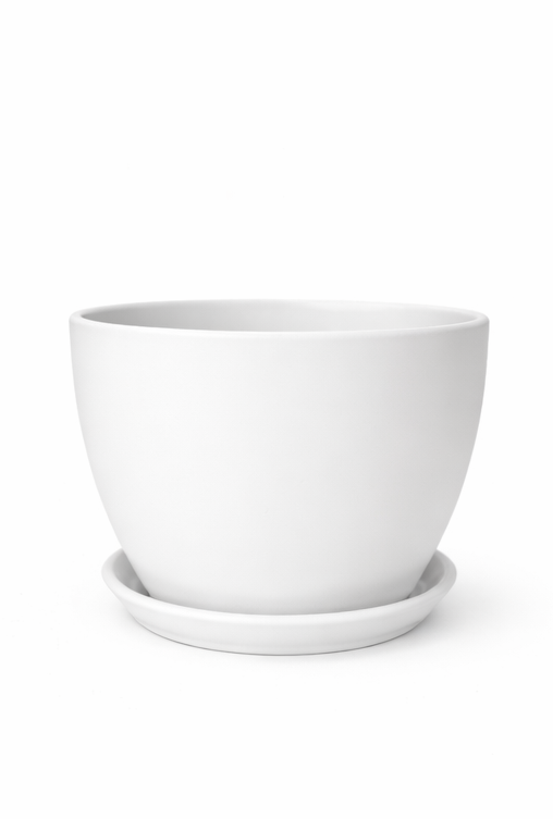 Tapered Ceramic Pot - White