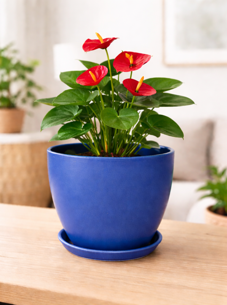 Cobalt blue planter with Anthurium.png